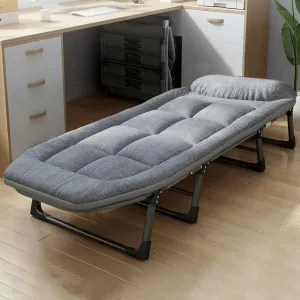 Portable Sleeping Cots for Adults with Mattress Folding Camping Cots with 6-Position Adjustable Backrest, for Camping, Beach, Travel, Home Office Lunch Break(180x65x30cm)
