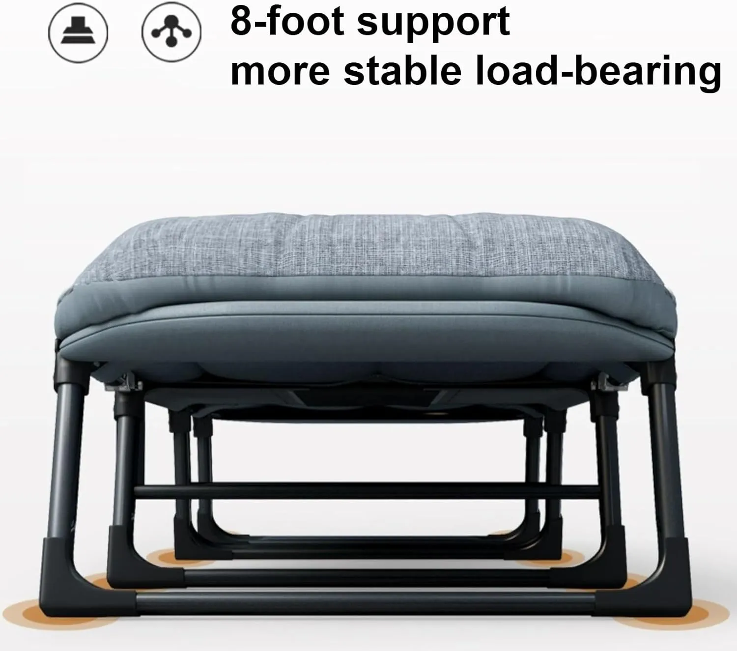 Portable Sleeping Cots for Adults with Mattress Folding Camping Cots with 6-Position Adjustable Backrest, for Camping, Beach, Travel, Home Office Lunch Break(180x65x30cm)