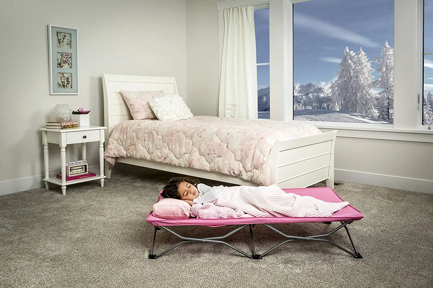 Portable Toddler Bed, Camping Folding Kids Cot for Travel Use (Includes Fitted Sheet and Travel Case)