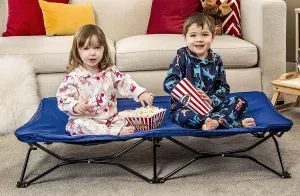 Portable Toddler Bed, Camping Folding Kids Cot for Travel Use (Includes Fitted Sheet and Travel Case)