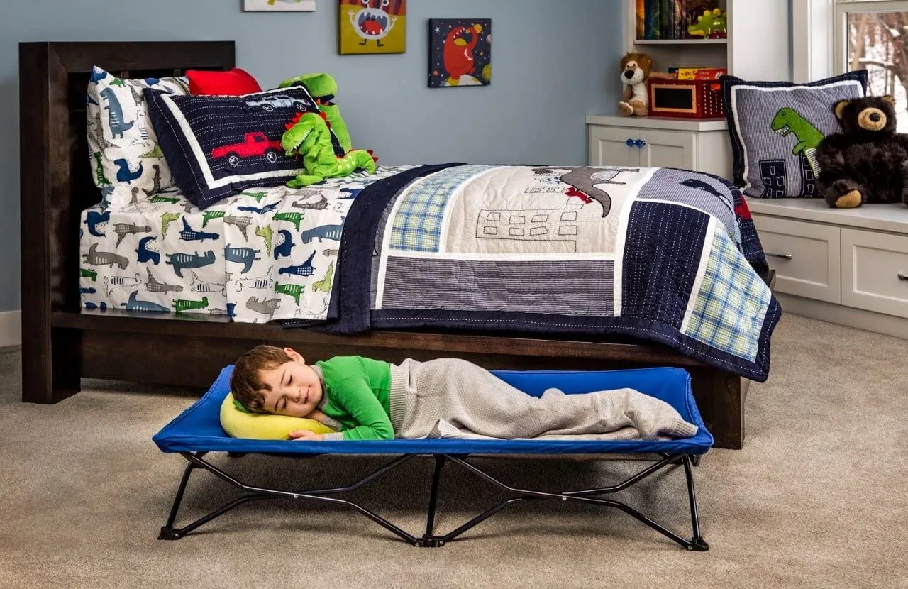 Portable Toddler Bed, Camping Folding Kids Cot for Travel Use (Includes Fitted Sheet and Travel Case)