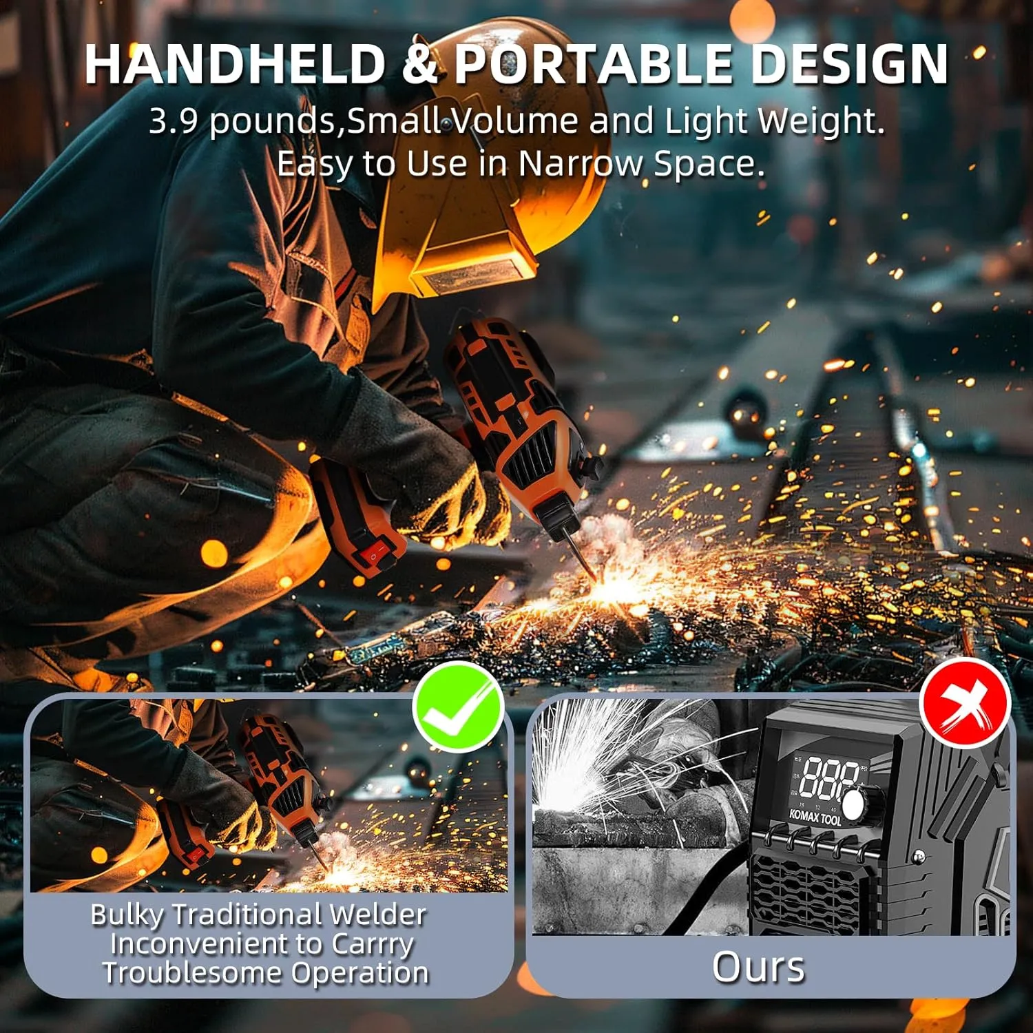 Portable Welding Machine 110V 20-120A, IGBT Handheld Welding Machine with 10pcs Rods, Hot Start, Arc Force, Anti-Stick ARC Welder Gun, Current Adjustment - Ideal for Home Repairs, Shop Production