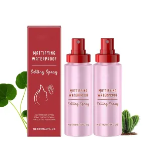 Powdermelt Glass Setting Spray, Mattifying Waterproof Setting Spray, Hydrating Long-Lasting Makeup Finish (2)
