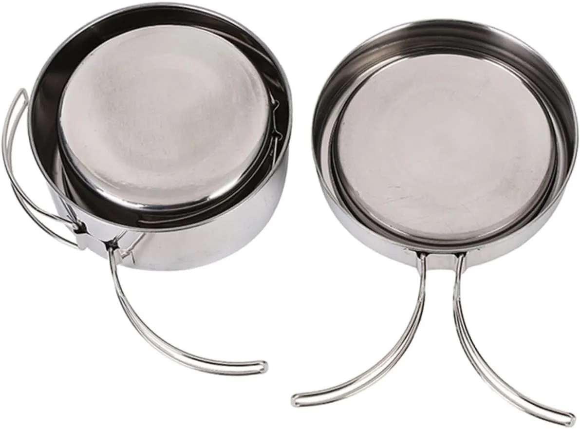 Practical Camping Cookware Set Portable Cooking Pan Titanium Camping Utensils Compact 4-Piece Cookware for Outdoor Use