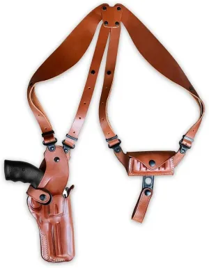Premium Leather Vertical Shoulder Holster System with Bullet Carrier, Colt Single Action Army 41/ 45LC 4-3/4'', R/H Draw Brown Color #1811#