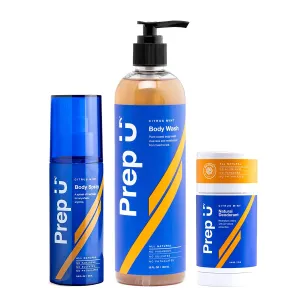 Prep U ; Basics Bath & Body Hygiene Set for Boys, Teens and Men – Includes 3 Items: 12 Fl Oz 2n1 Body Wash, 2.5 Fl Oz Aluminum Free Natural Deodorant, and 4 Fl Oz Natural Body Spray