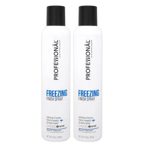 Professional Freezing Finish Hair Spray - (2-Pack) 10 oz - 55% VOC Extra Strong Intense Hold - Humidity-Resistant Finish Spray