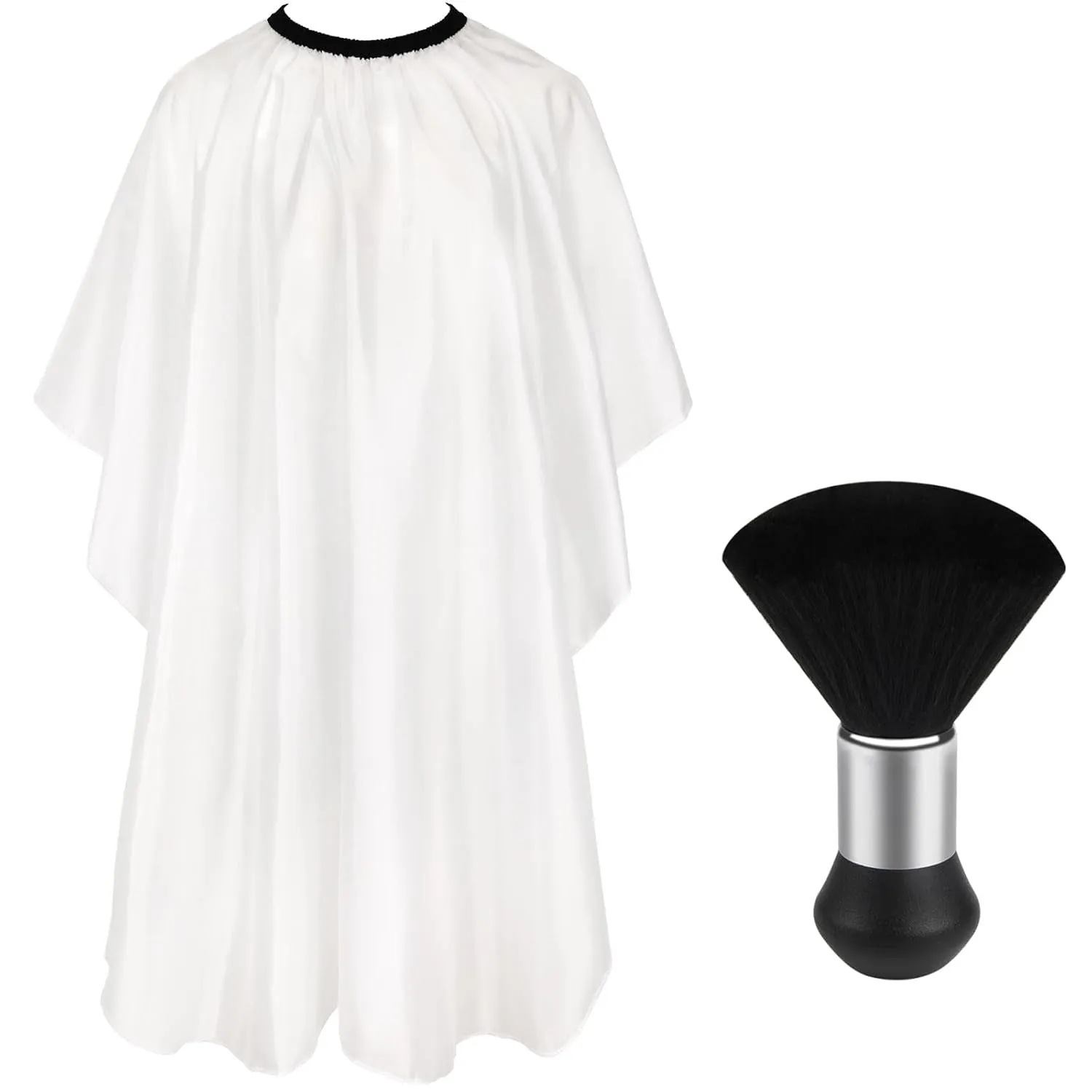 Professional Hair Cutting Cape with Neck Duster Brush, Salon Barber Cape, Hair Cutting Accessories (Black)