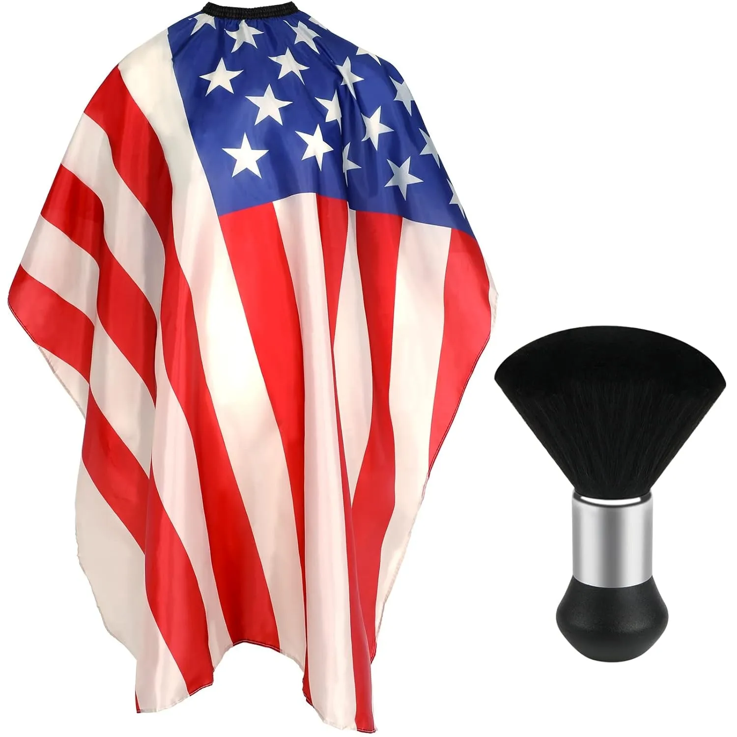 Professional Hair Cutting Cape with Neck Duster Brush, Salon Barber Cape, Hair Cutting Accessories (Black)