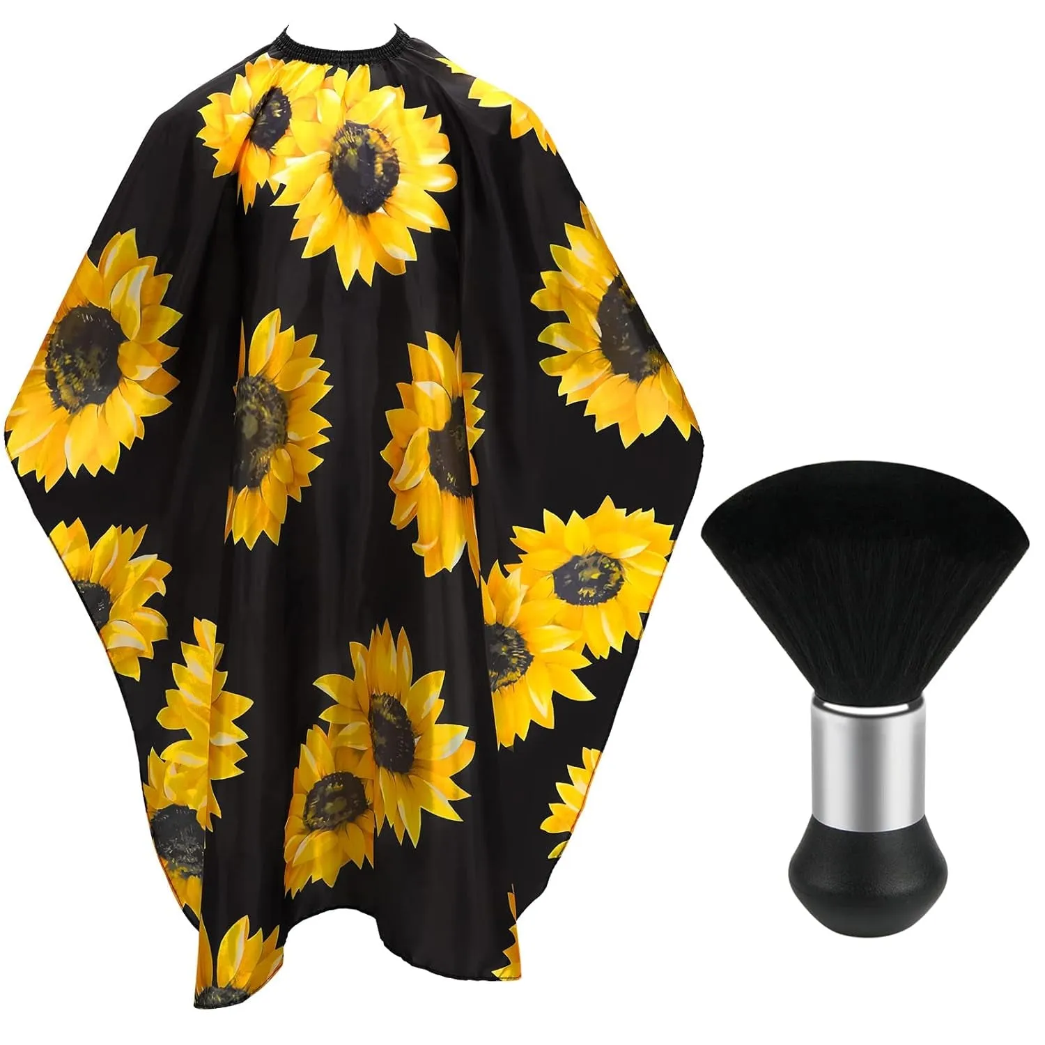 Professional Hair Cutting Cape with Neck Duster Brush, Salon Barber Cape, Hair Cutting Accessories (Black)