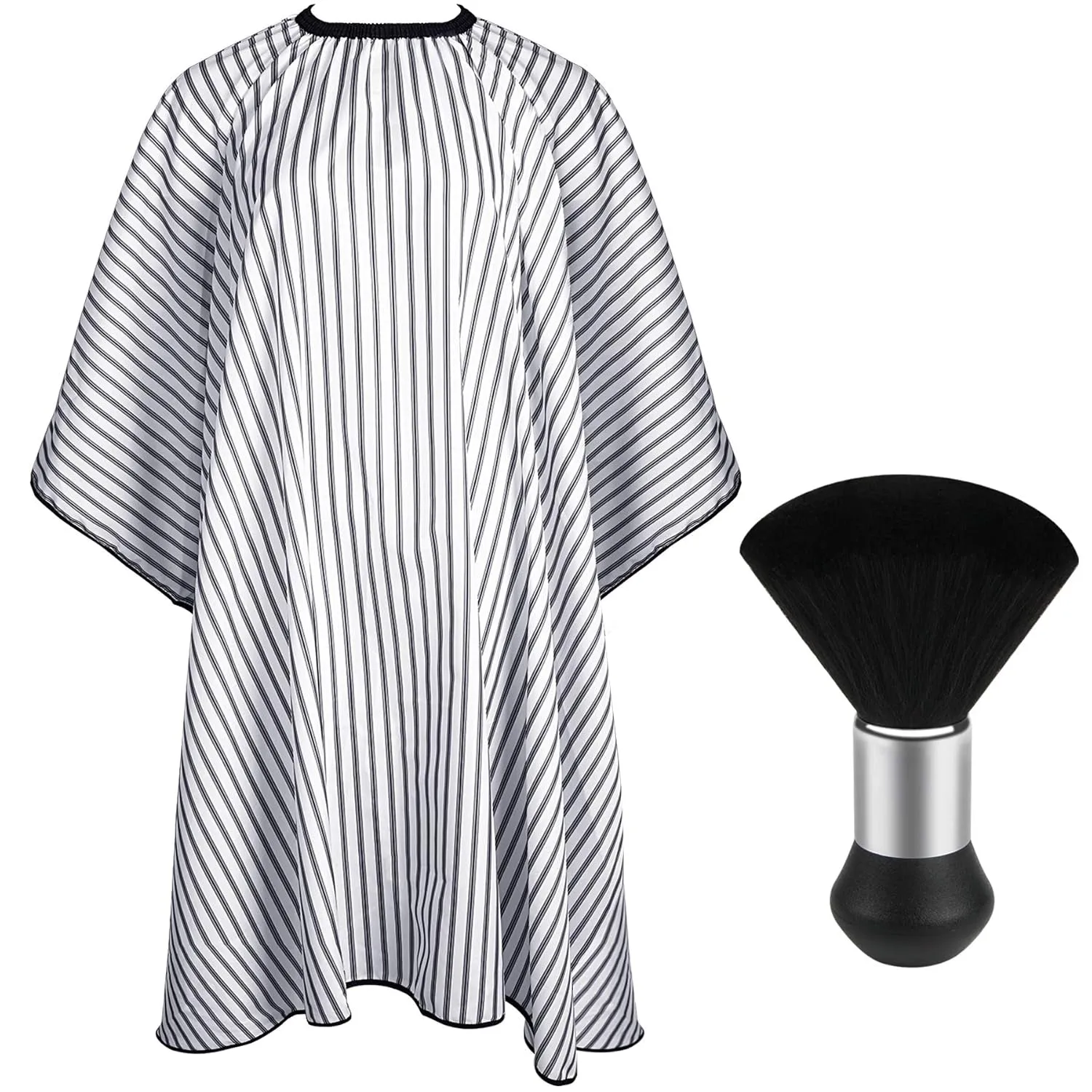 Professional Hair Cutting Cape with Neck Duster Brush, Salon Barber Cape, Hair Cutting Accessories (Black)