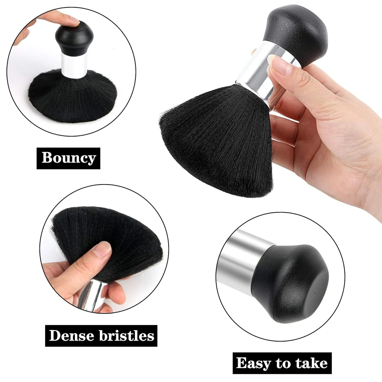 Professional Hair Cutting Cape with Neck Duster Brush, Salon Barber Cape, Hair Cutting Accessories (Black)