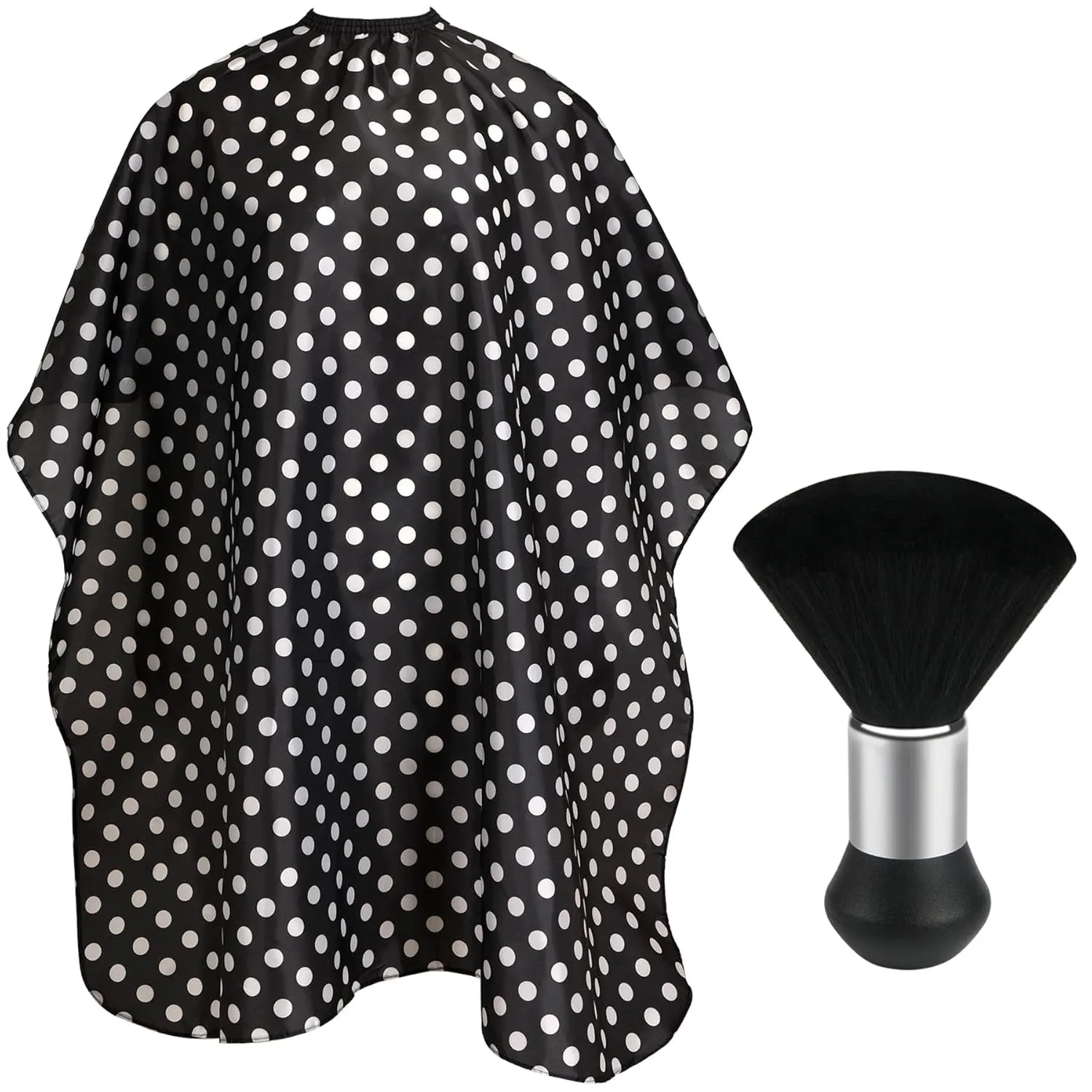 Professional Hair Cutting Cape with Neck Duster Brush, Salon Barber Cape, Hair Cutting Accessories (Black)