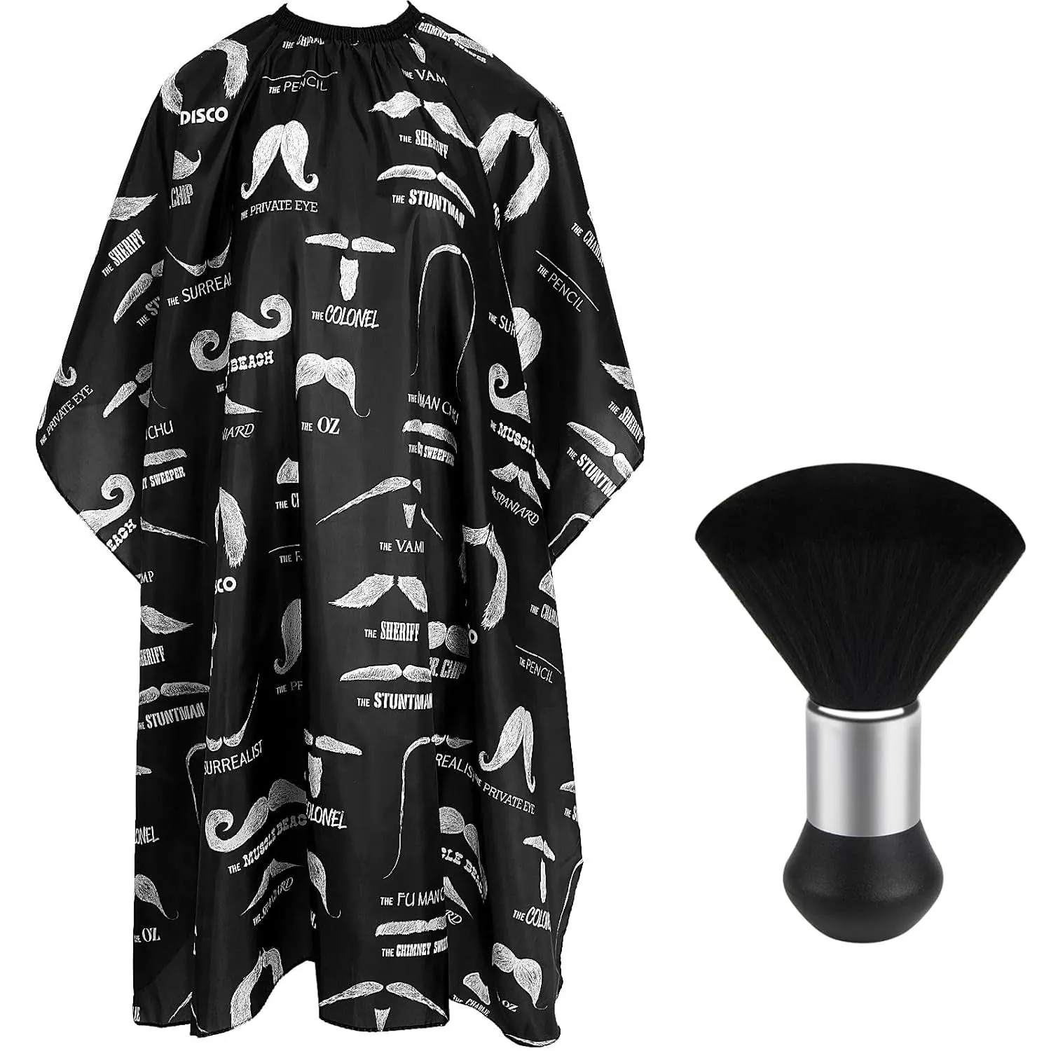 Professional Hair Cutting Cape with Neck Duster Brush, Salon Barber Cape, Hair Cutting Accessories (Black)