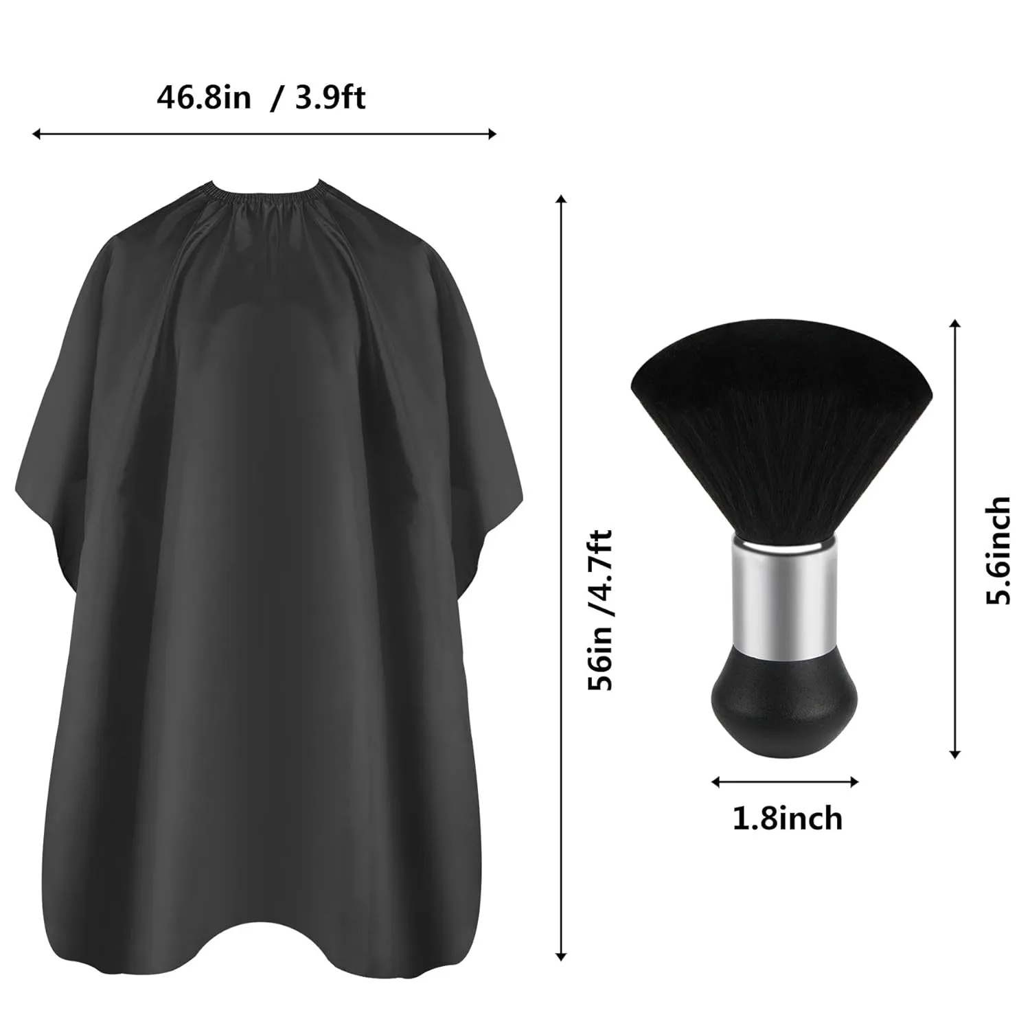 Professional Hair Cutting Cape with Neck Duster Brush, Salon Barber Cape, Hair Cutting Accessories (Black)
