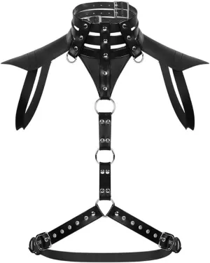 PU Leather Chest Harness for Men Adjustable Gothic Punk Bondage Strap Belt with Rivets, Fetish & BDSM SM Gear, Cosplay Costume, Clubwear for Nightclub, Bar, Masquerade Party (Gay & Male)