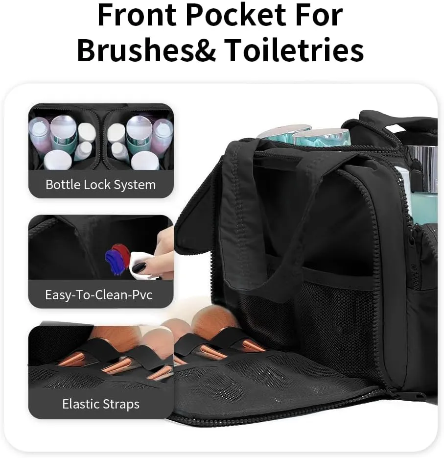 Puffer Travel Toiletry Bag – Large Capacity 11.8”L Makeup Organizer, 4 Compartments, Waterproof Wet/Dry Separation, Ultra-Light Taslan Fabric – Ideal for Business Trips, Gym, Family Vacation, Camping
