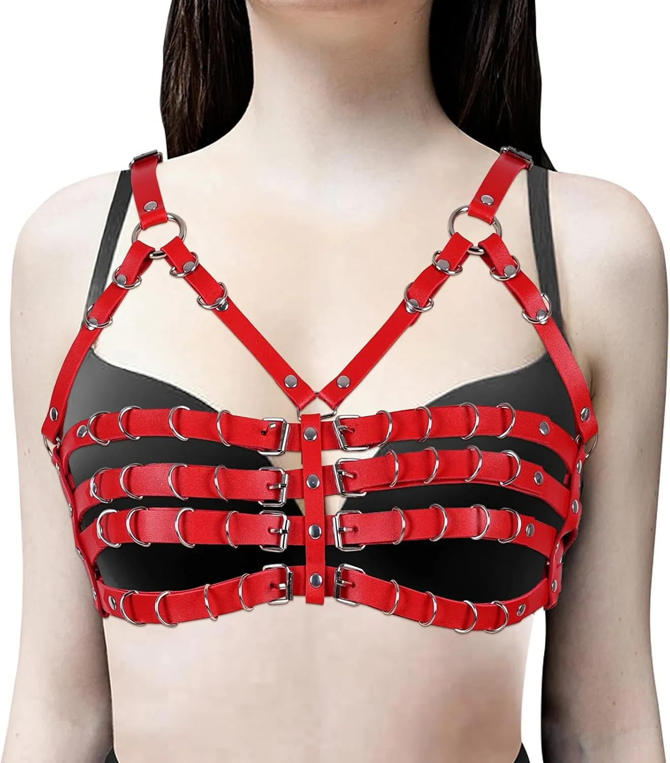 Punk Waist Cage Body Chain Leather Harness Lingerie Body Jewelry Accessories for Women and Girls