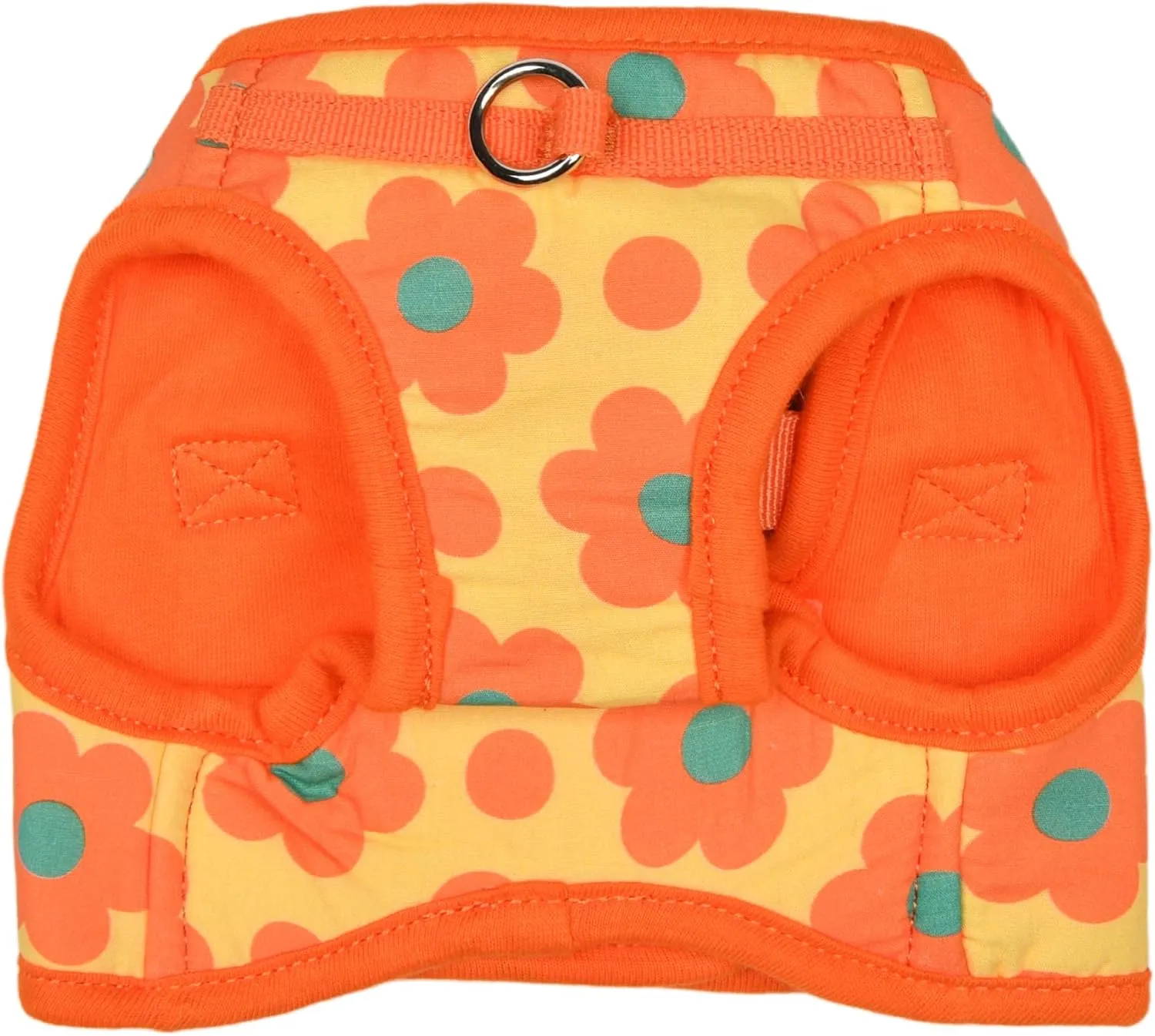 Puppia Bacopas Dog Vest Harness B (Step-in) Fashionable Flower Pattern Spring Summer Harness for Small and Medium Dogs, Orange, Large