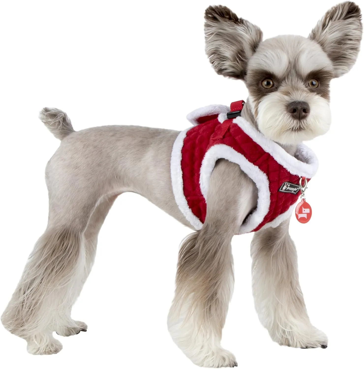Puppia Blitzen Vest Dog Harness Step-in Warm Winter Christmas Holiday Harness for Small and Medium Dog, Red, Medium