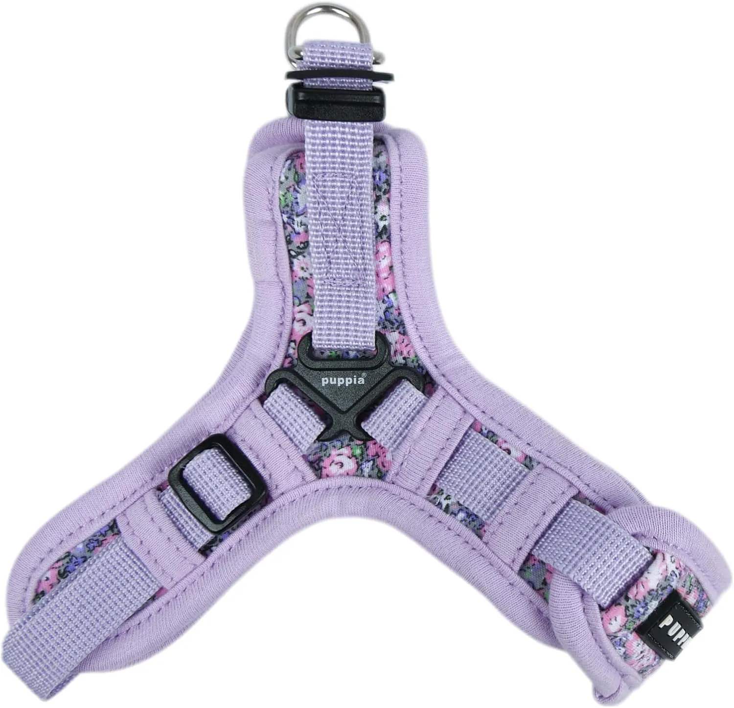 Puppia Kealoha Dog Harness X Fashionable Flower Pattern Spring Summer Harness for Small and Medium Dogs, Violet, Medium