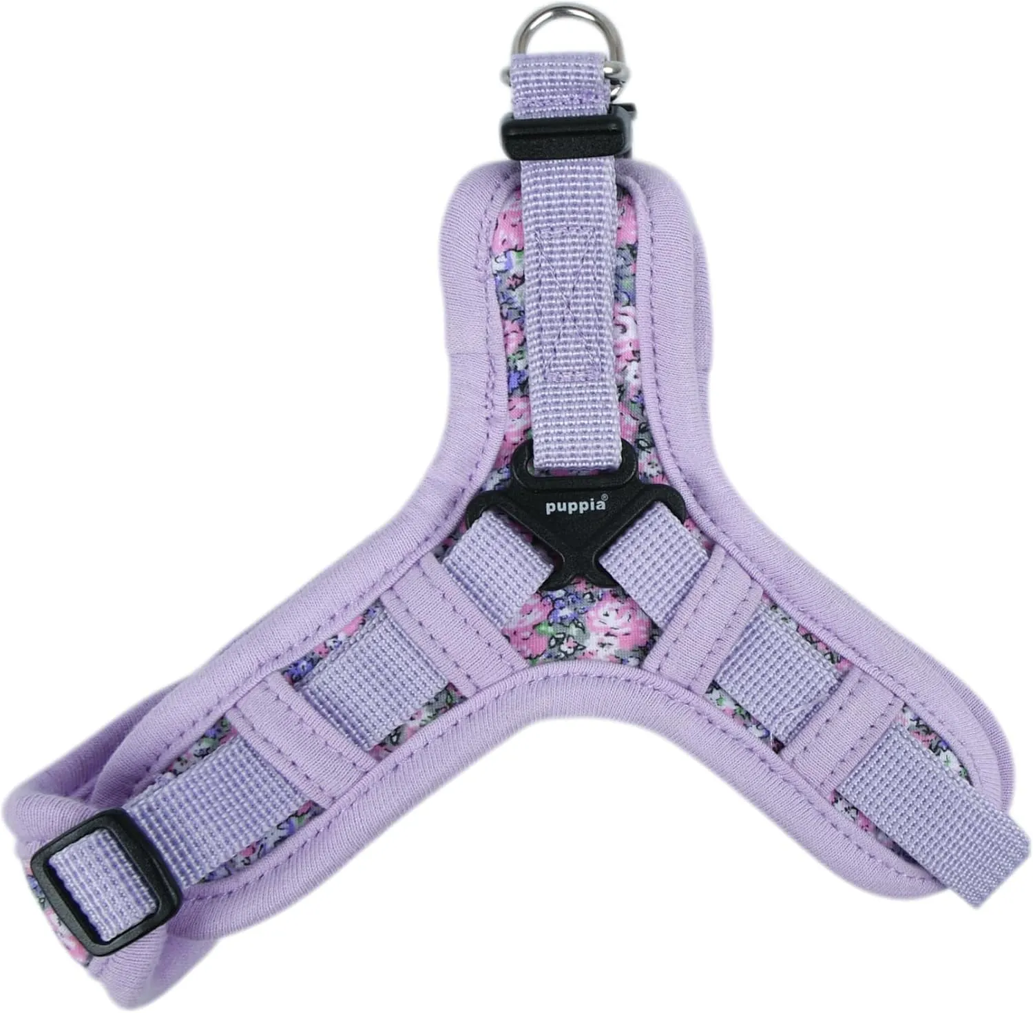 Puppia Kealoha Dog Harness X Fashionable Flower Pattern Spring Summer Harness for Small and Medium Dogs, Violet, Medium