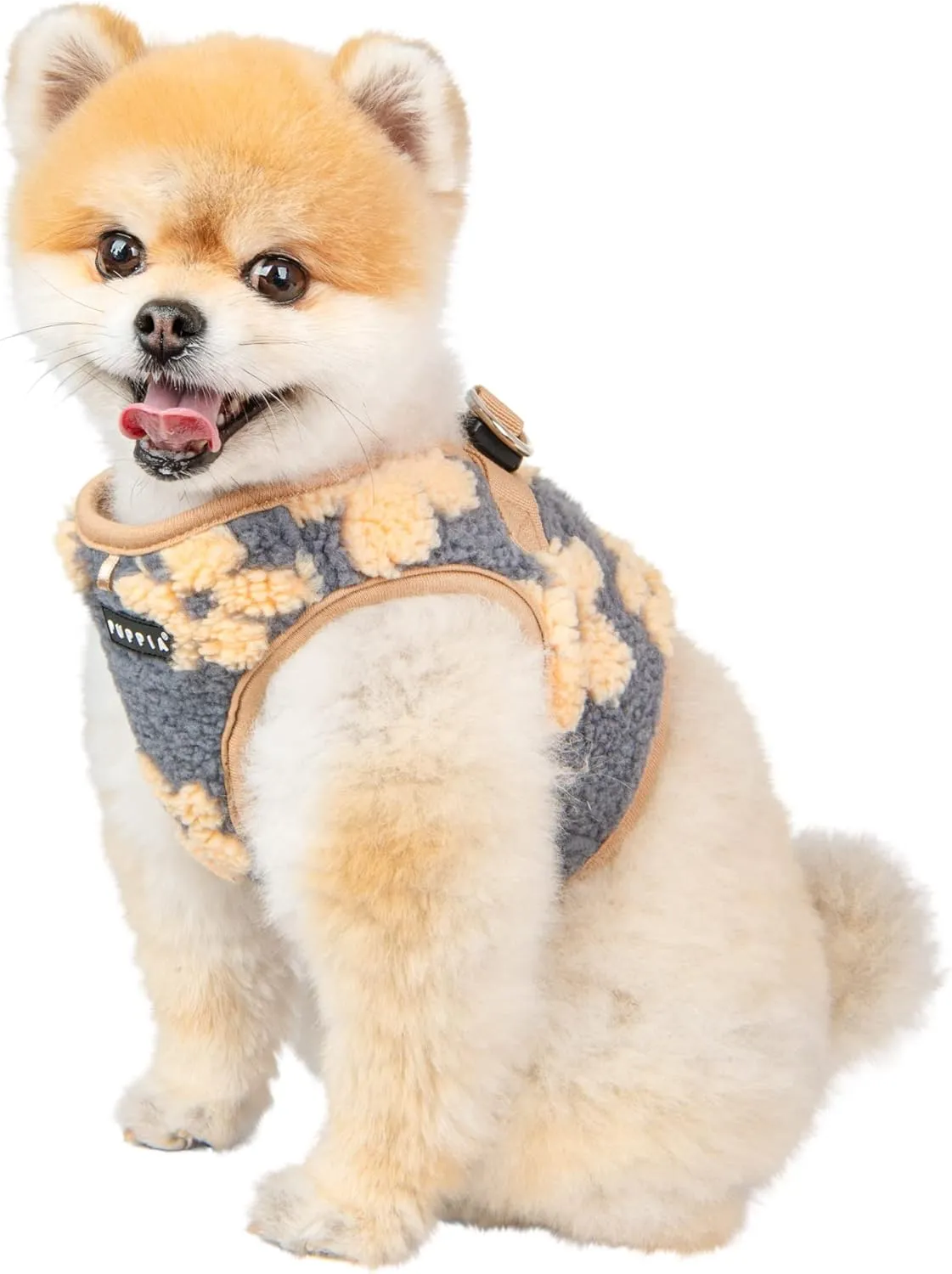 Puppia Ren Vest Dog Harness Step-in Warm Winter Flower Pattern for Small and Medium Dog, Beige, Small