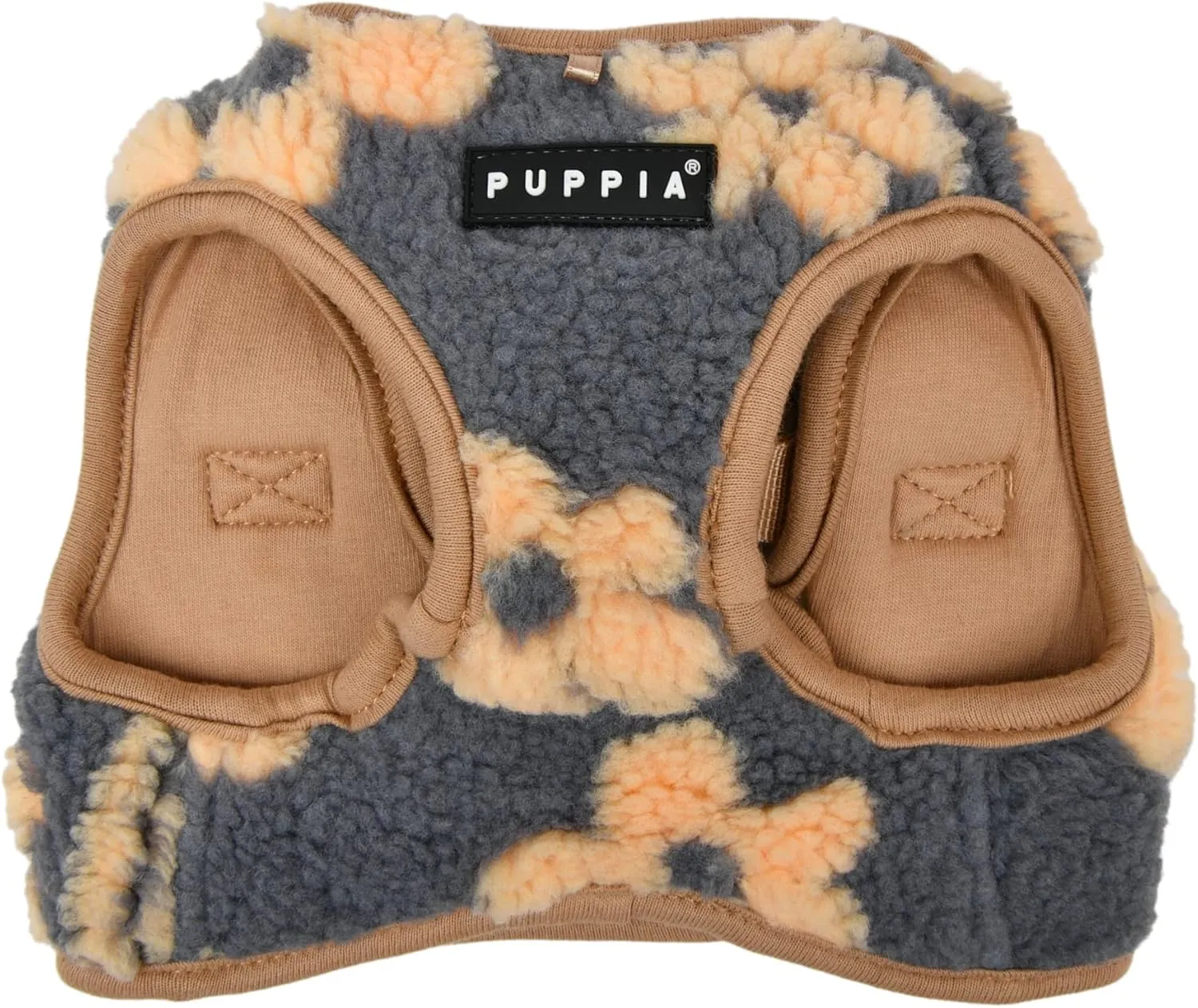 Puppia Ren Vest Dog Harness Step-in Warm Winter Flower Pattern for Small and Medium Dog, Beige, Small