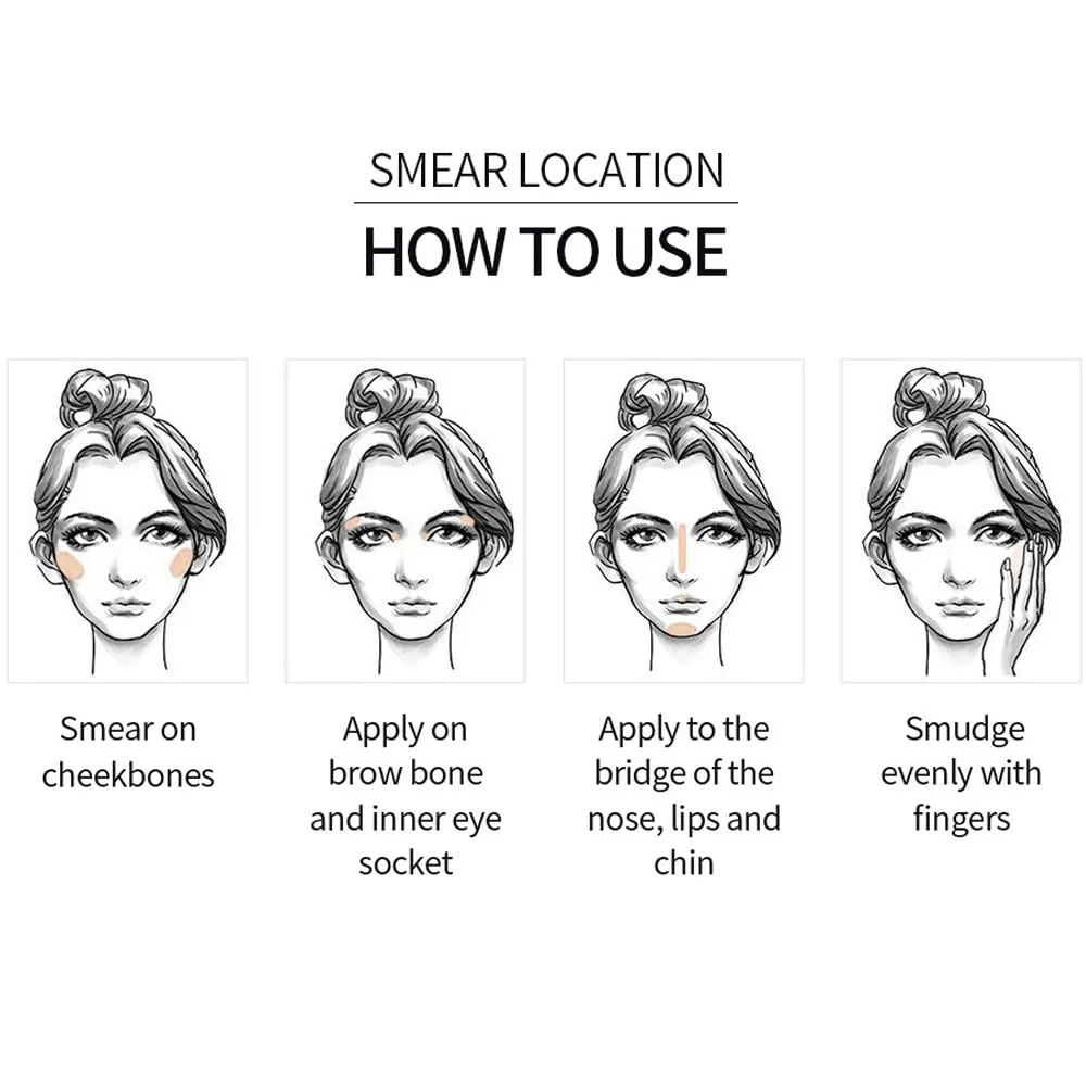 QiBest Highlighter Stick Soft Mist Highlighter Stereo Brightening and Contouring Stick Shadow Contour Concealer Palette Long Wear Cosmetics Makeup Women Gifts Professional (B)