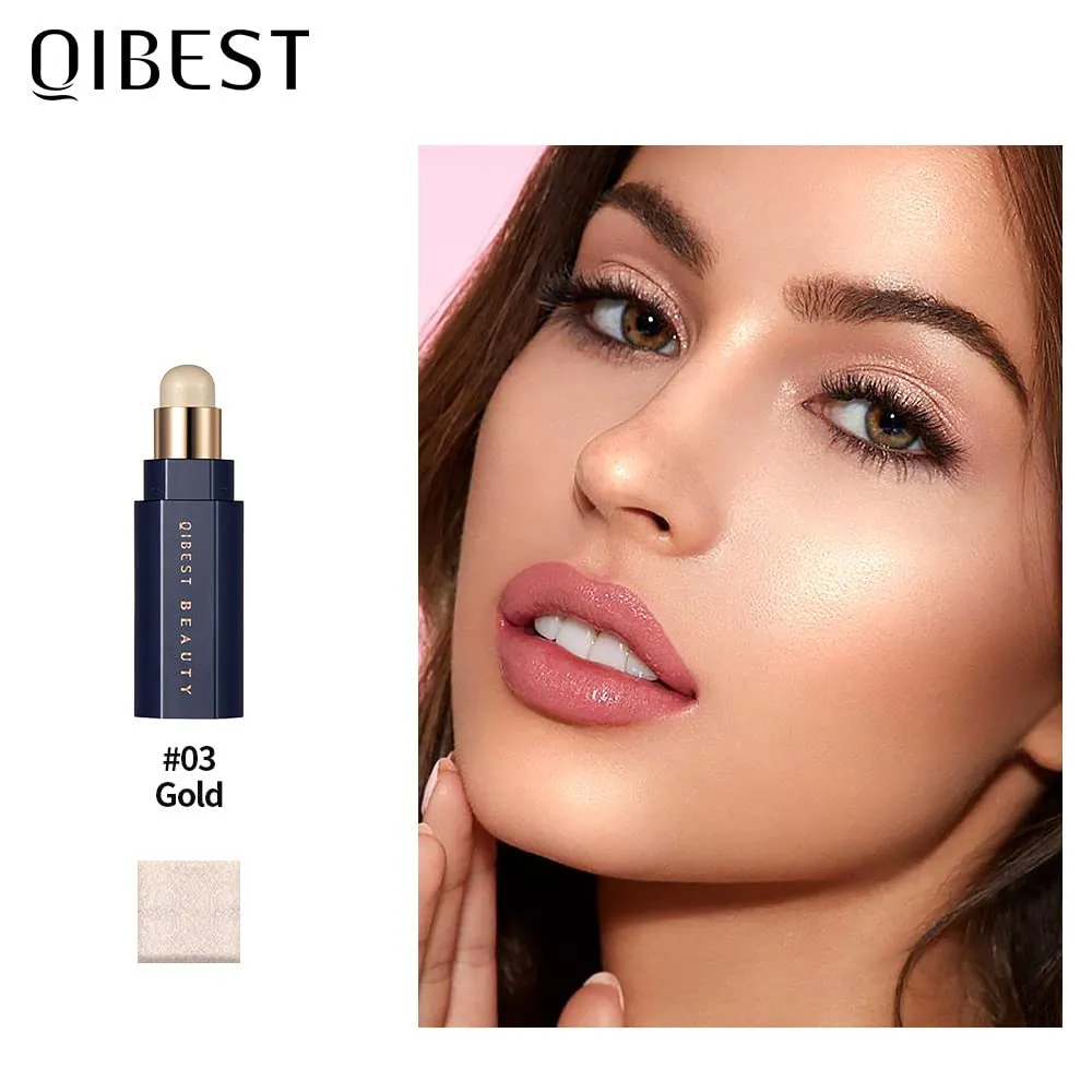 QiBest Highlighter Stick Soft Mist Highlighter Stereo Brightening and Contouring Stick Shadow Contour Concealer Palette Long Wear Cosmetics Makeup Women Gifts Professional (B)