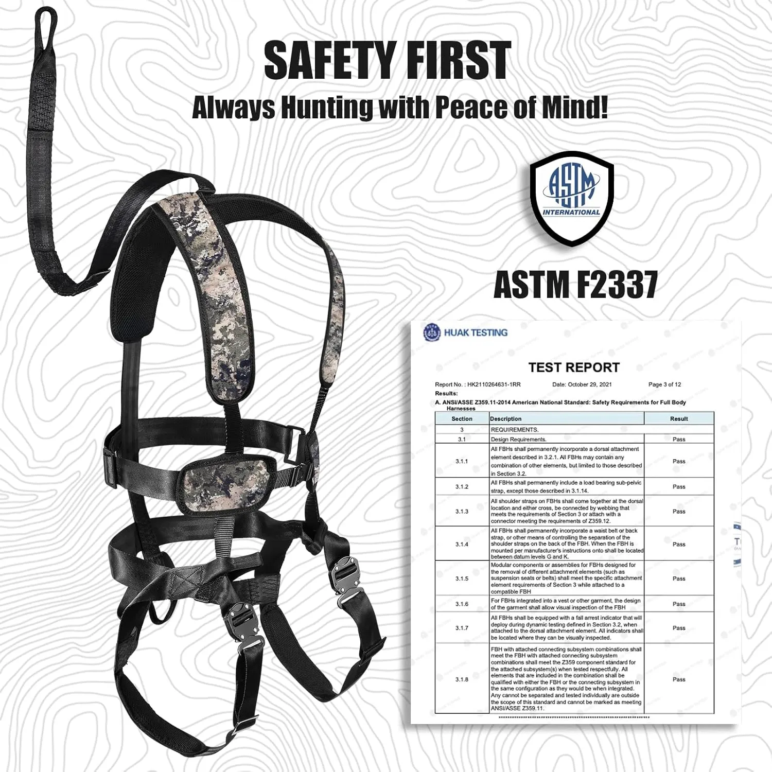 QOGIR Tree Stand Harness, Lightweight Hunter Safety Harness for Tree-Stand Hunting, Adjustable Tree Stand Safety Harness