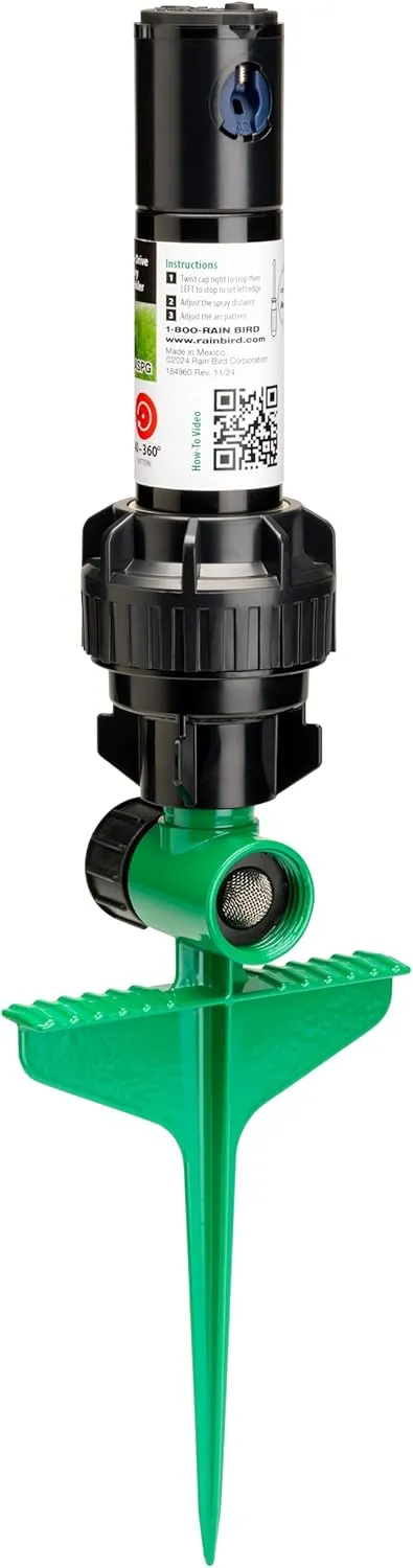 Rain Bird 42SASPG 42SA Gear Drive Rotor Lawn and Garden Sprinkler on Heavy Duty Green Spike, Adjustable 40° - 360° Pattern, 26' - 38' Spray Distance