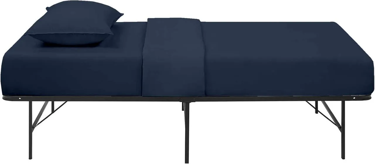 Rajlinen Cot Sheet Set 33" X 75", 4-Piece Premium Cotton Bedding, Deep Pocket Fits Up to 8" Mattress, Perfect for Narrow Twin, RV Bunk, Camp Bed, Folding Cot, Guest Bed, Navy Blue