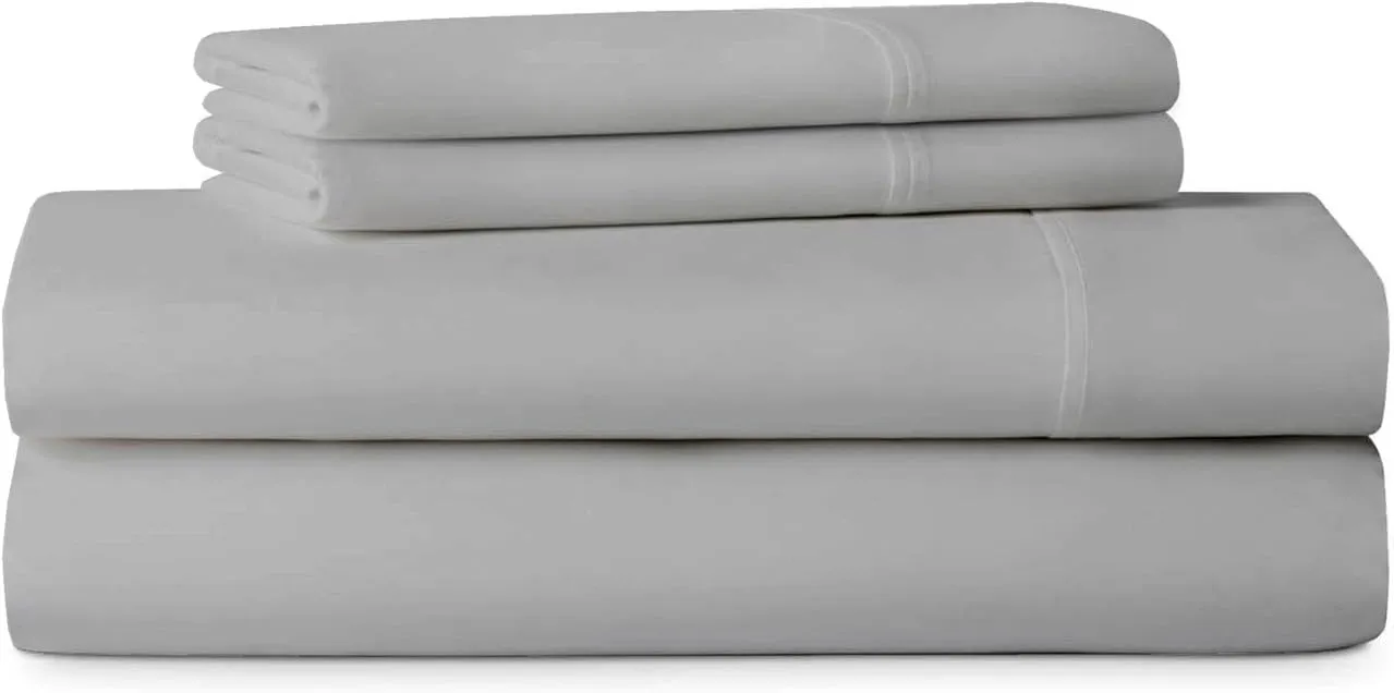 Rajlinen Cot Sheet Set 33" X 75", 4-Piece Premium Cotton Bedding, Deep Pocket Fits Up to 8" Mattress, Perfect for Narrow Twin, RV Bunk, Camp Bed, Folding Cot, Guest Bed, Silver