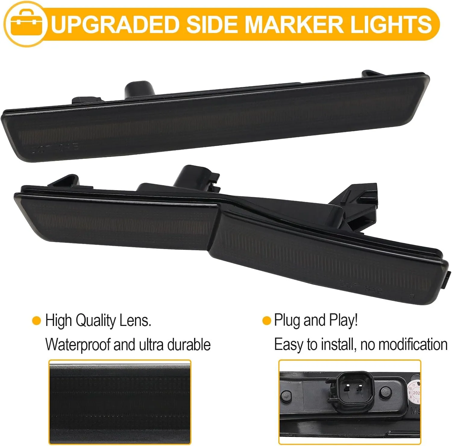 R&F Auto 4PCS White LED Side Marker Lights Replacement for Challenger SRT Hellcat 2018-2023, R/T Scat Pack Widebody, Redeye Super Stock Jailbreak Demon, 2pcs Front and 2PCS Rear Side Fender Lamps