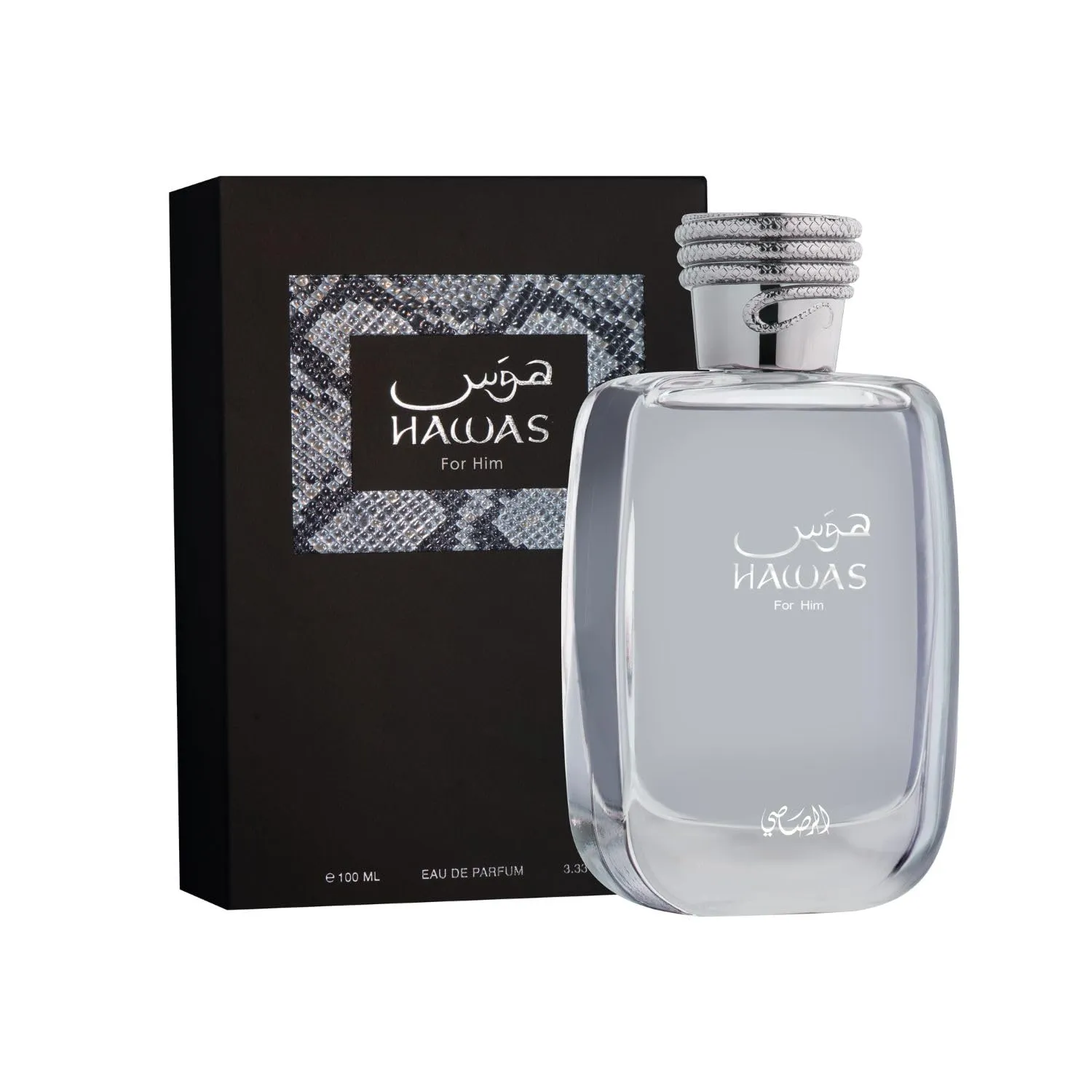 RASASI Hawas for Men EDP, Long-Lasting Pour Homme Spray, Aquatic Scent Designed to Embody Masculine Strength and Vigor, Signature Bottle, 3.38 OZ