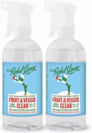 Rebel Green Fruit & Veggie Wash - Natural Produce Wash - Plant-Based Vegetable Wash - Fruit and Vegetable Wash with No Aftertaste - Sustainable Food Wash