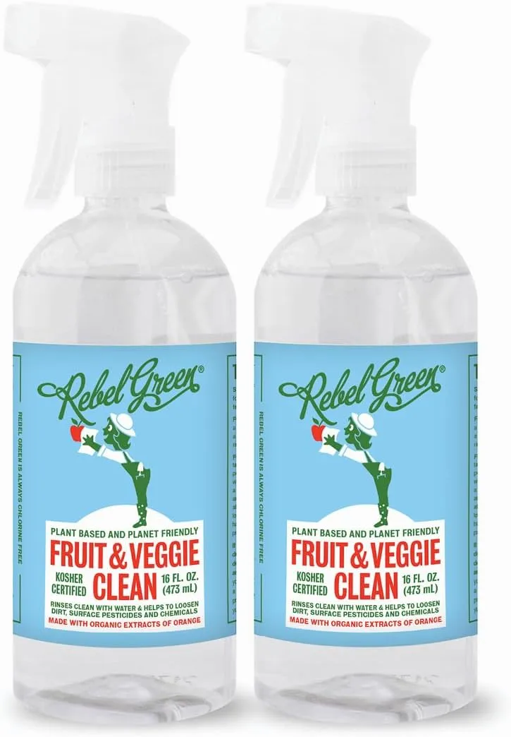 Rebel Green Fruit & Veggie Wash - Natural Produce Wash - Plant-Based Vegetable Wash - Fruit and Vegetable Wash with No Aftertaste - Sustainable Food Wash