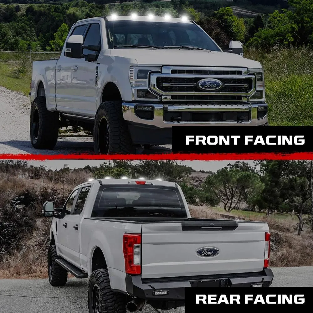RECON - Fits 17-24 Super Duty 5-Piece Cab Roof Light Set Front & Rear Facing Ultra High Power LEDs Multiple Options (For Trucks That DID NOT Come with Factory Cab Lights) (WHITE LED, SMOKED LENS)