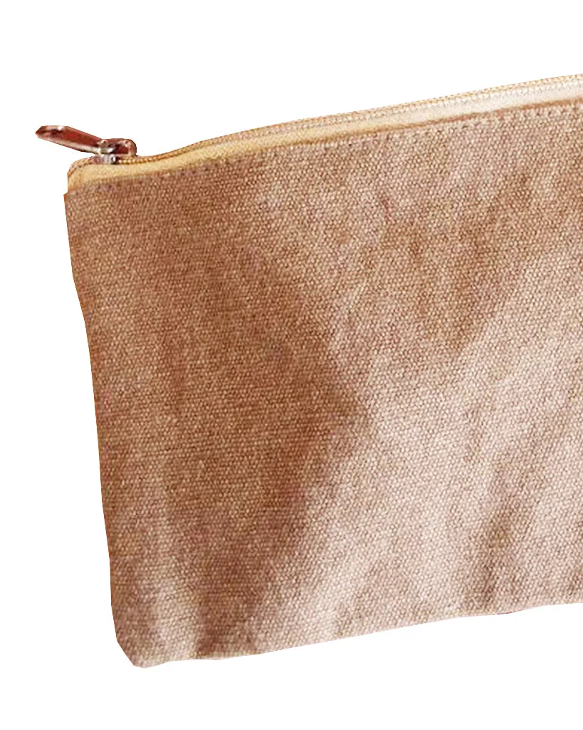 Rectangular Jute / Canvas Pouch with Zipper Closure