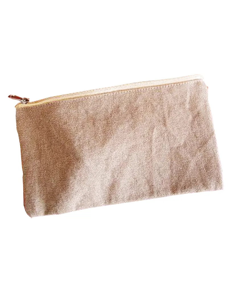 Rectangular Jute / Canvas Pouch with Zipper Closure