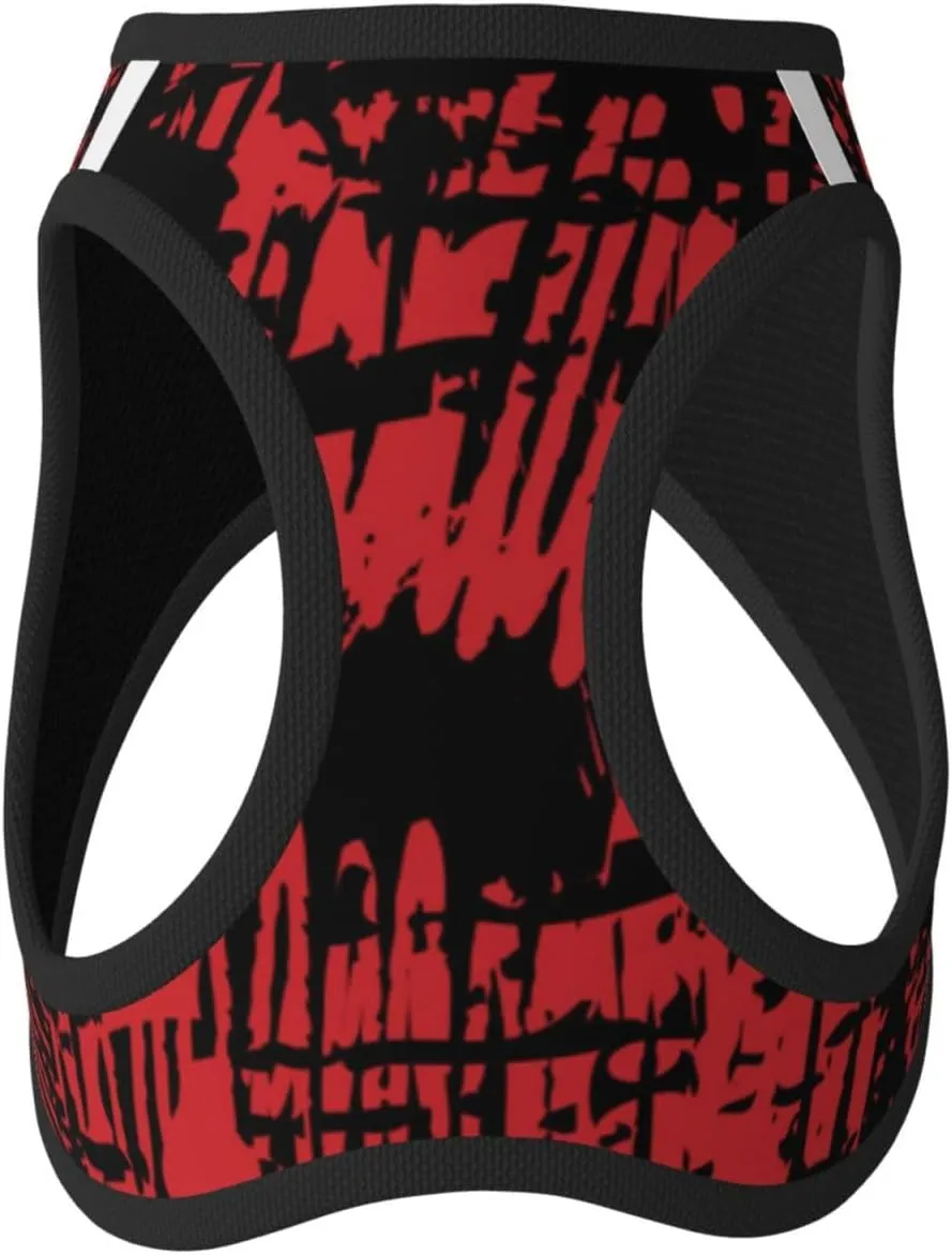 Red Ink Splash Background Print No Pull Dog Harness and Leash Set Reflective Adjustable Step-in Puppy Pet Vest Harnesses for Small Dogs and Cats