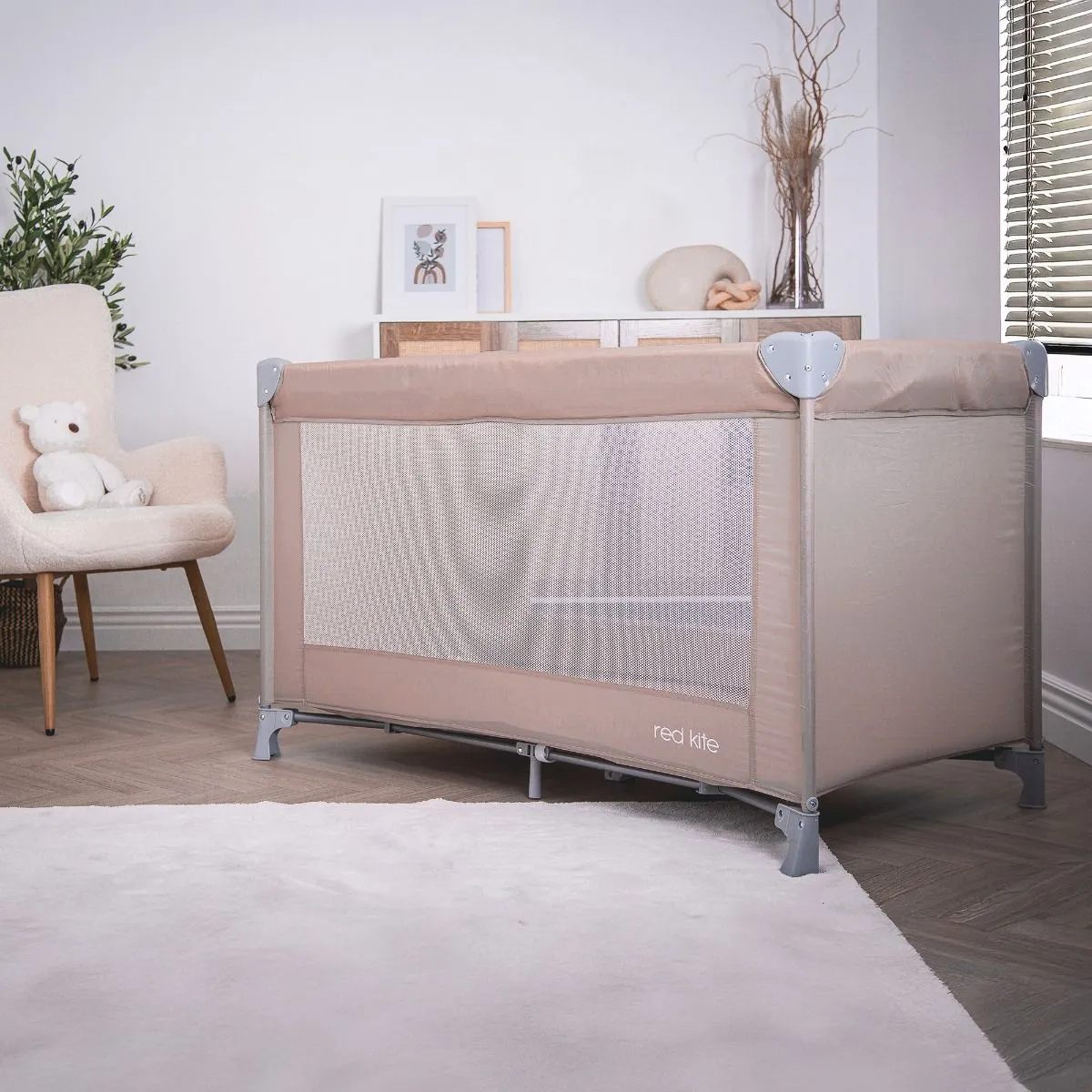 Red Kite Sleepsound Autofold Travel Cot - Oatmeal