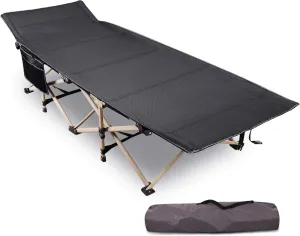 REDCAMP Folding Camping Cots for Adults Heavy Duty, 28" Extra Wide Sturdy Portable Sleeping Cot for Camp Office Use,Black