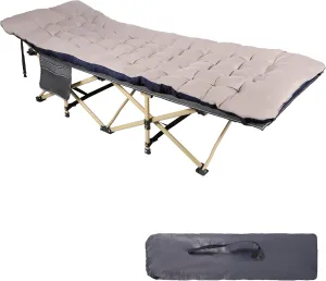REDCAMP Heavy Duty Foldable Camping Beds with Thick and Soft Mattress for Adults, Sturdy Thicker Tubes Sleeping Bed for Travelling or Office, Grey & Blue Grey Pad