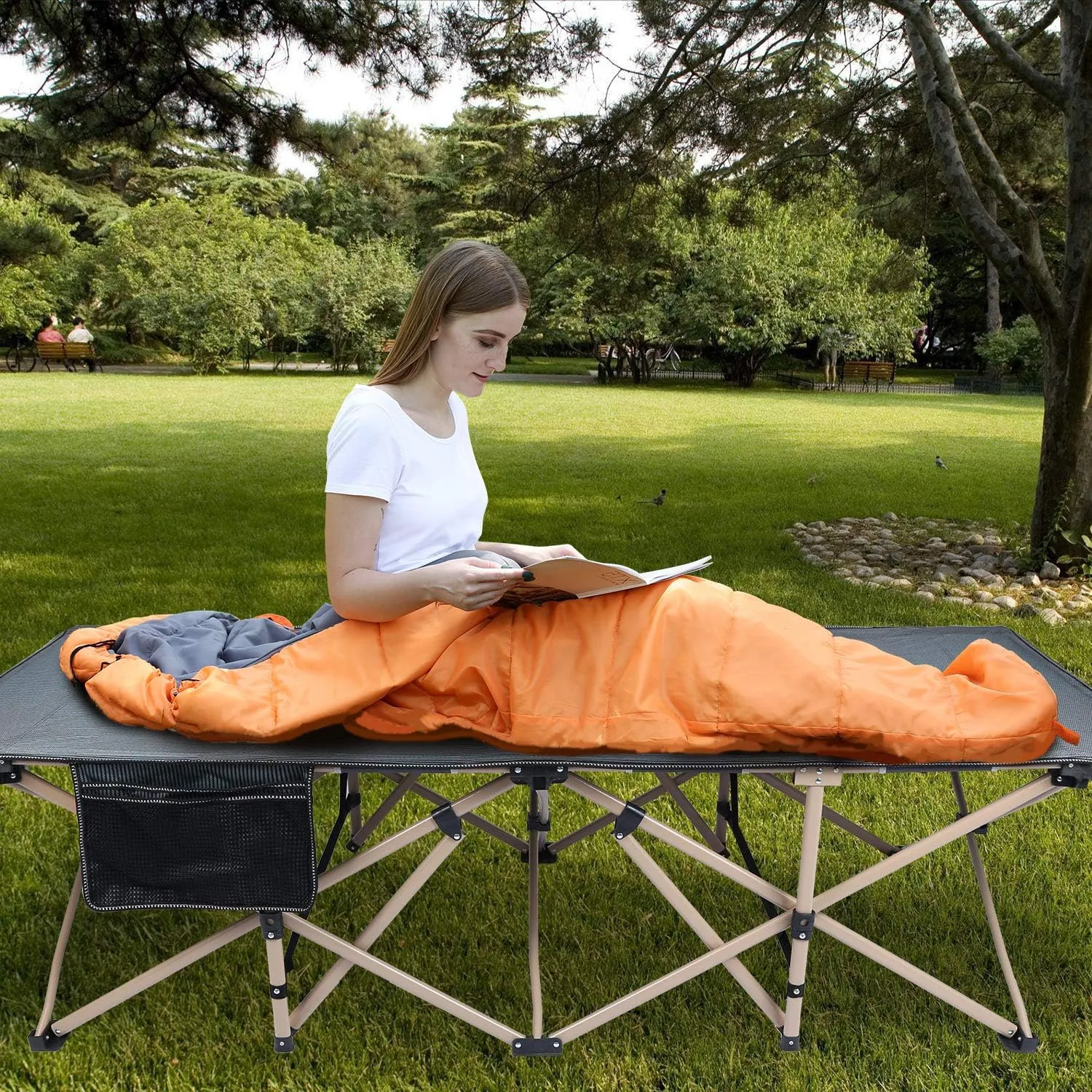 REDCAMP Oversized Camping Cots for Adults 500lbs, 33.5'' Extra Wide Tall Sleeping Cots Heavy Duty, XL Cots Portable for Outdoor Indoor Office, Dark Grey
