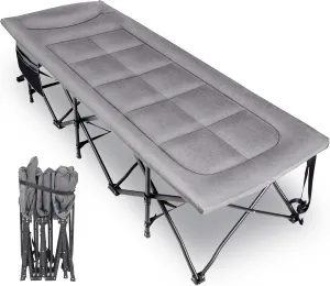 REDCAMP XXL Camping Cot for Adults 500lbs,79" L x 29.5" W x 18" H Oversized Sleeping Cot with Pad and Pillow, Camp Cot Bed for Tent, Office