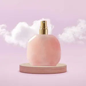 Refillable Perfume Bottle - Healing Crystal - Polished Natural Gemstone - Travel Size (Rose Quartz, Rounded)