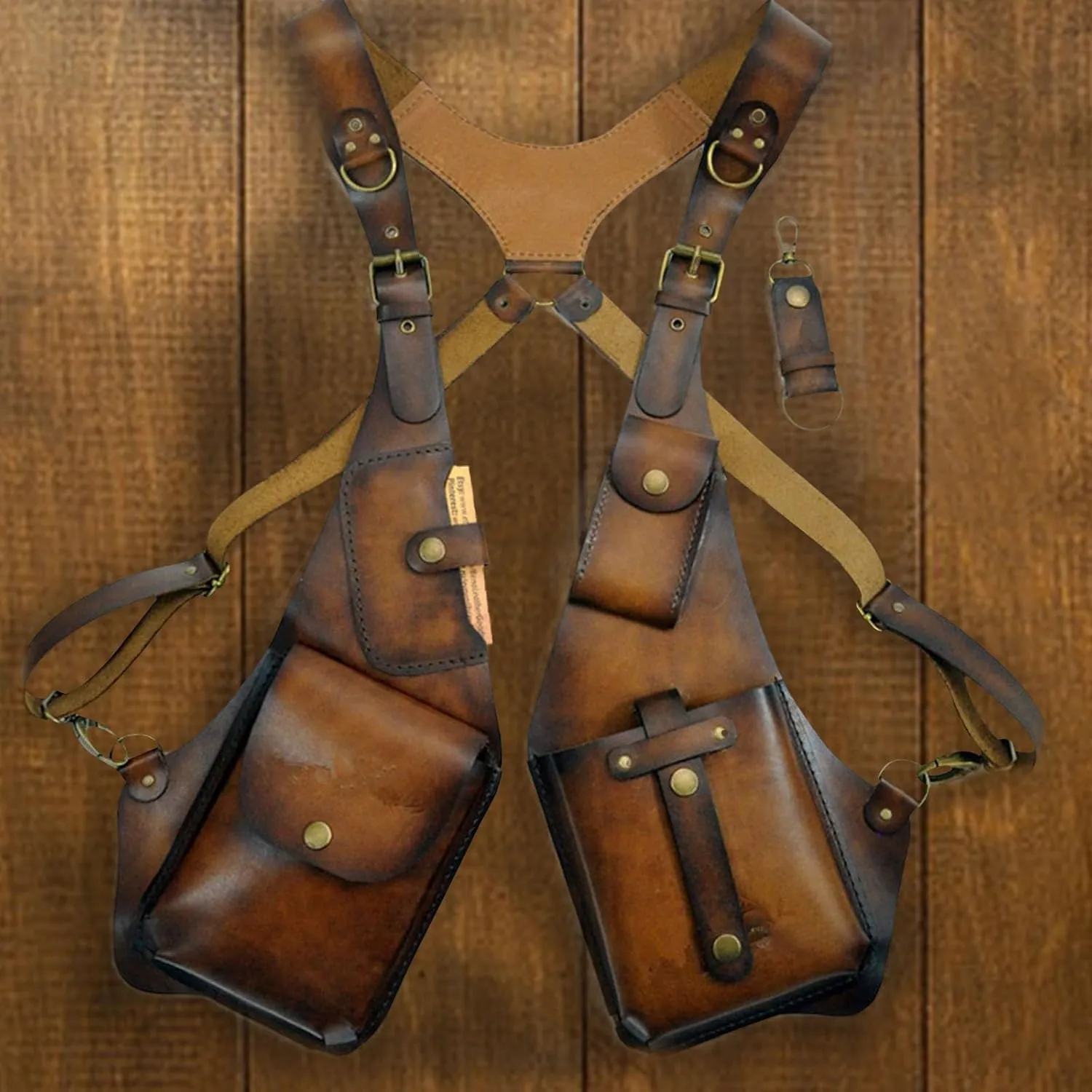 Retro Anti-Theft Harness Bag, Punk Style Anti-Theft Harness Wallet, Vintage Medieval Harness Wallet, Adjustable PU Leather Strap Wallet (Brown)