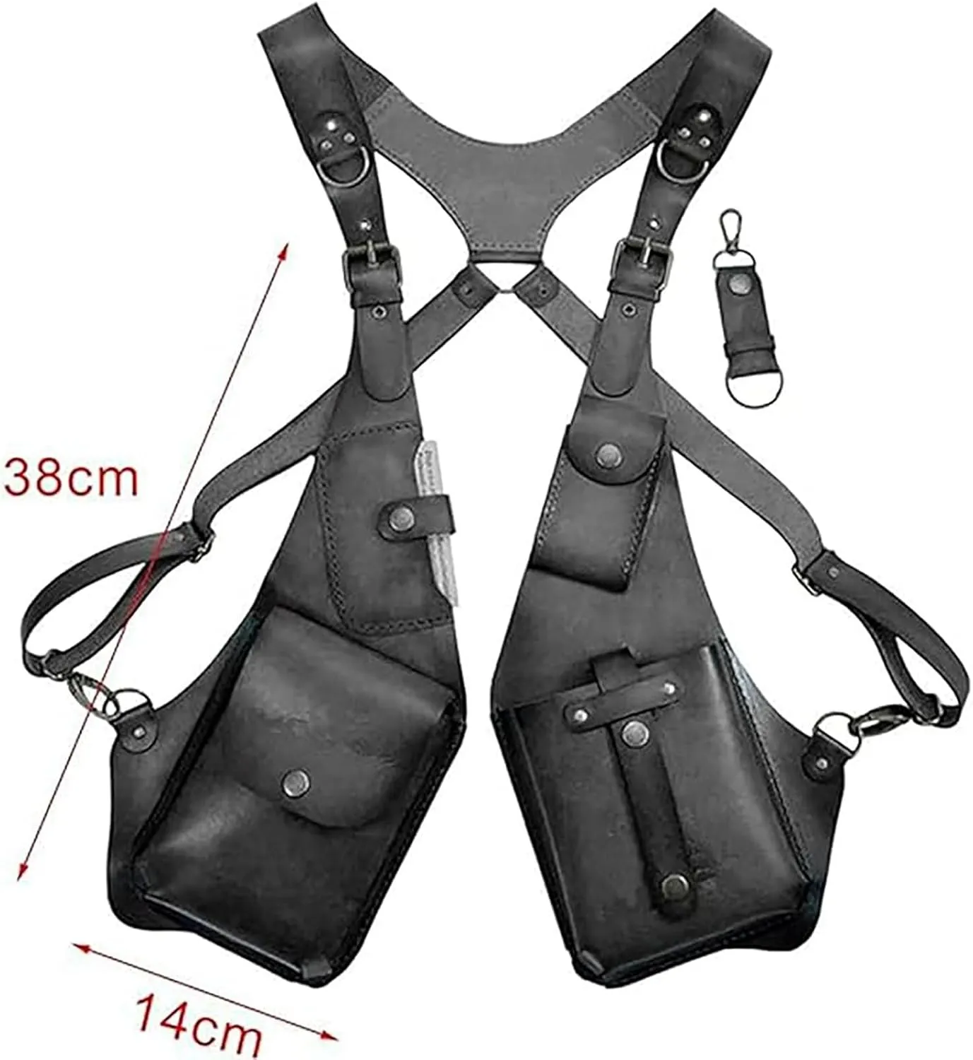 Retro Anti-Theft Harness Bag, Punk Style Anti-Theft Harness Wallet, Vintage Medieval Harness Wallet, Adjustable PU Leather Strap Wallet (Red)